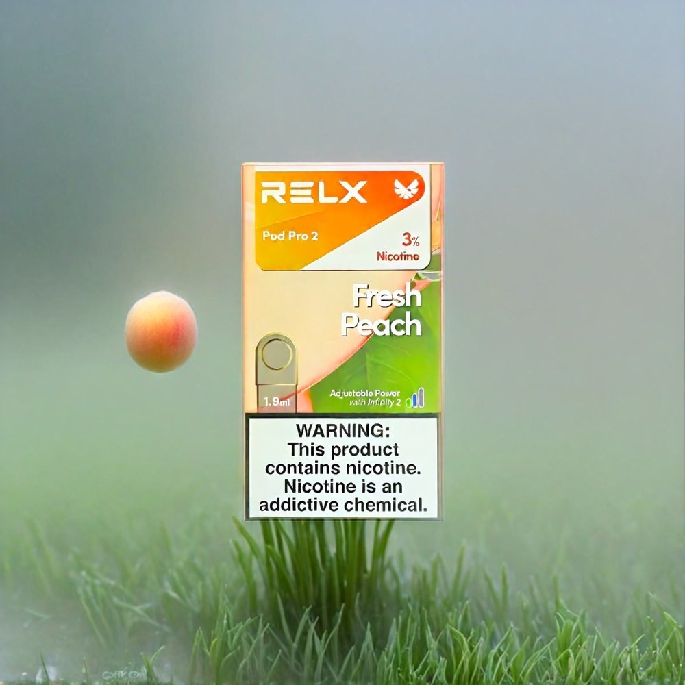 Relx Pod Pro 2 France Grosiste - 600 bouffées, 5%, 1,9 ml (Pêche Fraîche) - Pack de 3 pods, 3 modes