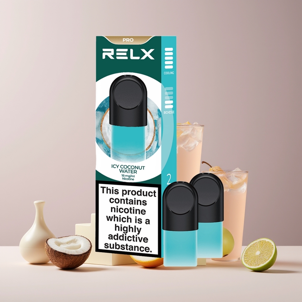 RELX Pod Pro France Grossiste - 1,8% Nicotine, 1,9 ml, Goût Exceptionnel & Expérience Ultra Douce, Noix de Coco Glacée