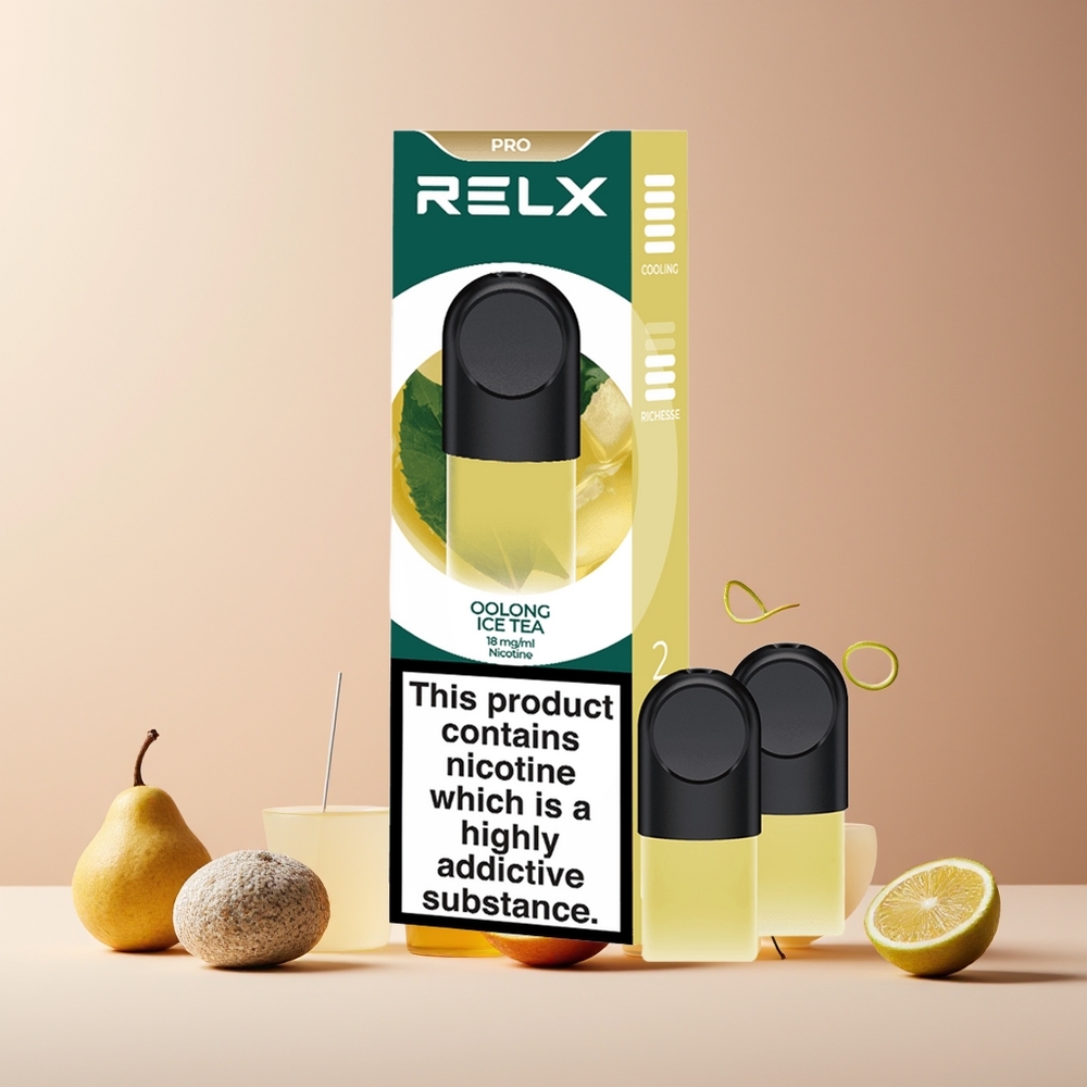 RELX Pod Pro France Grossiste - 1,8% Nicotine - 1,9 ml - Saveur Glacée de Thé Oolong - Goût Exquis et Expérience Ultra Douce