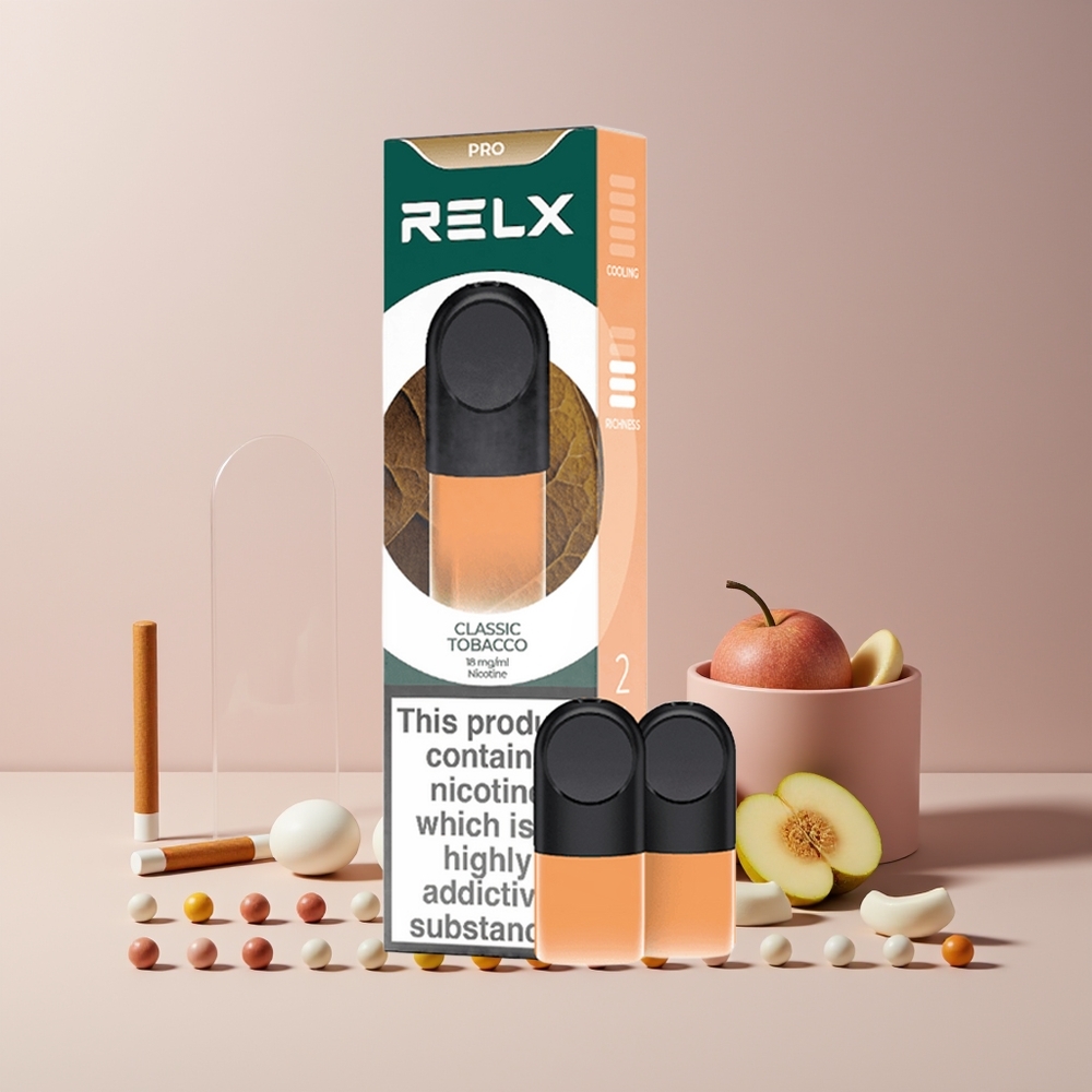 RELX Pod Pro France Grossiste - 1,8% Nicotine, Goût Classique Tabac, Expérience Ultra Douce