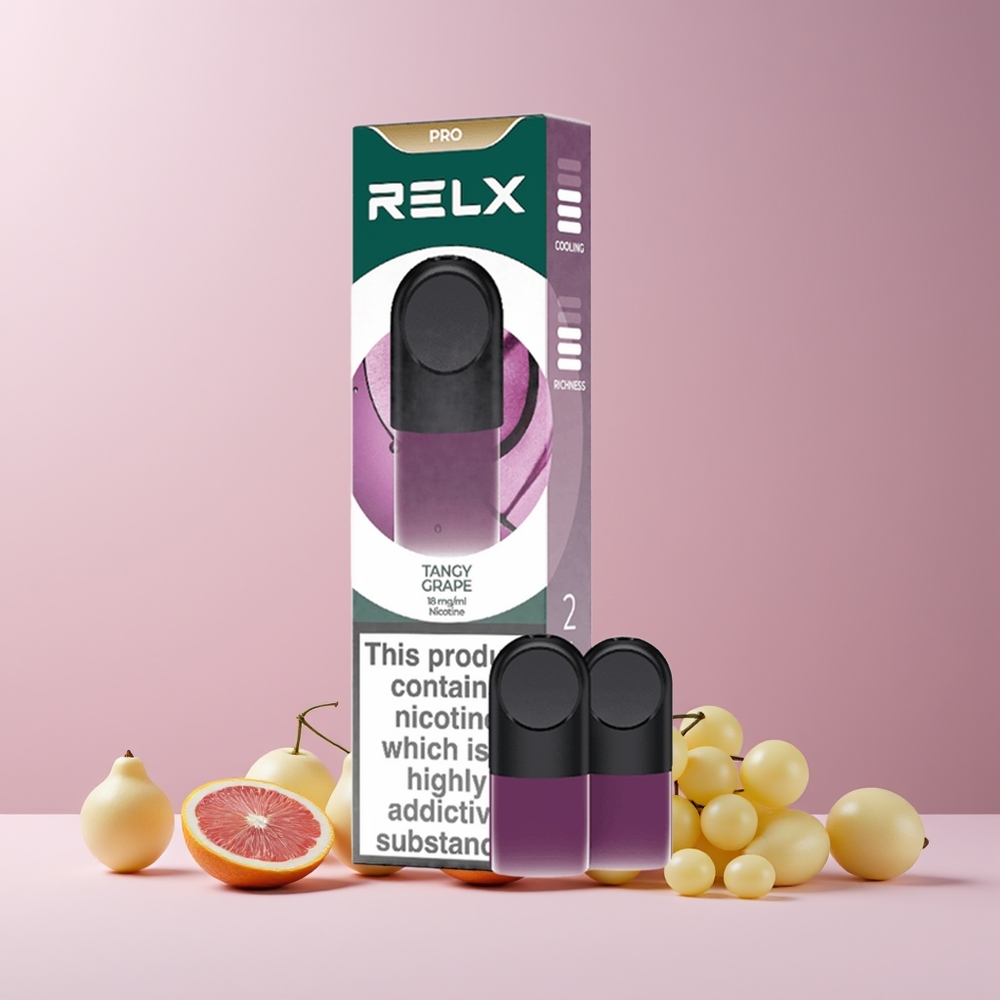 RELX Pod Pro France Grossiste - 1,8% Nicotine, Goût Exceptionnel & Expérience Ultra Douce, Raisin Acidulé