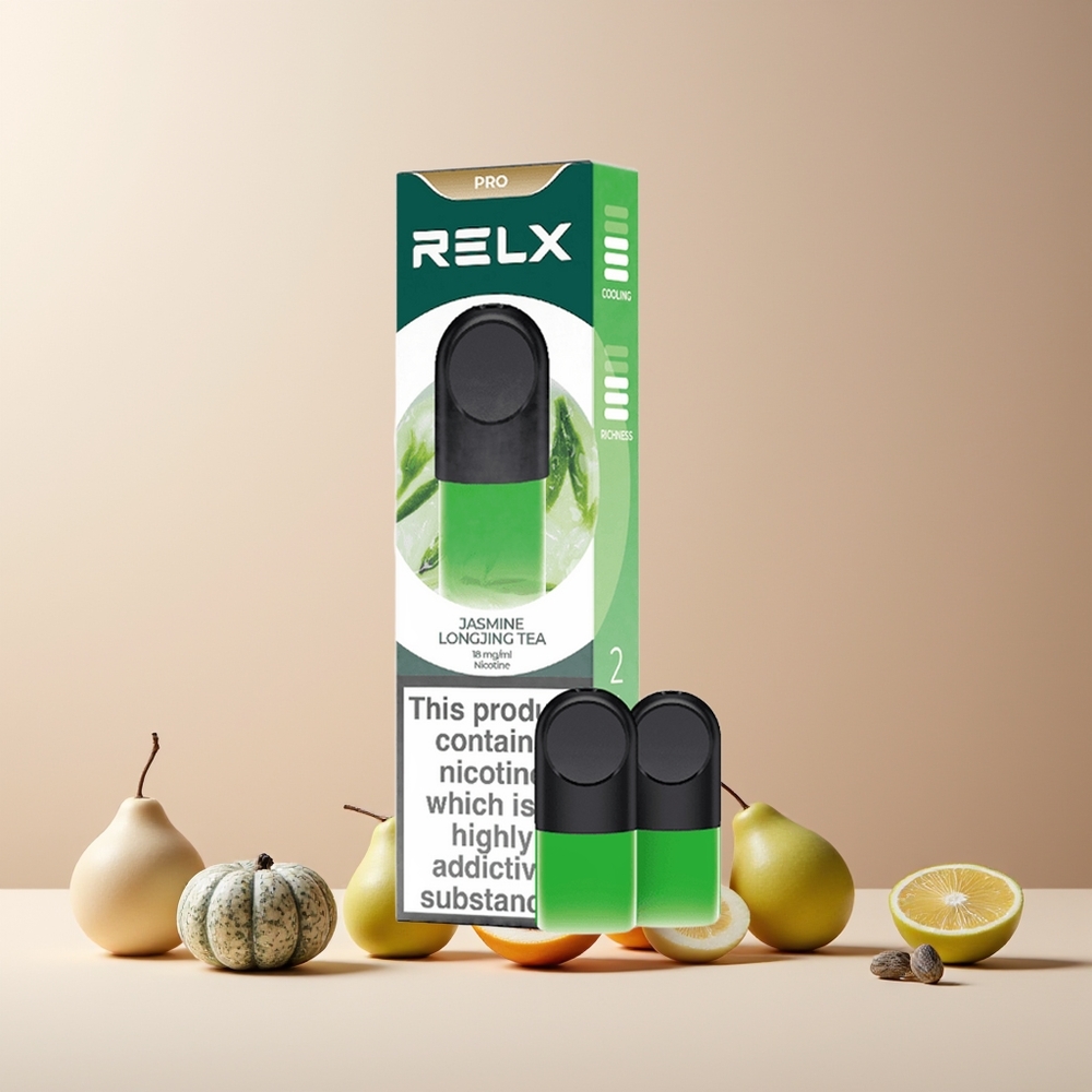 RELX Pod Pro France Grossiste – 1,8% Nicotine, Goût Exceptionnel, Expérience Ultra Douce, Thé Jasmin Longjing