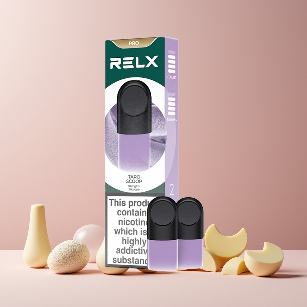 RELX Pod Pro France Grossiste - 1,8% Nicotine, Goût Exceptionnel et Expérience Ultra Douce, Vapeur Abondante, Taro Scoop