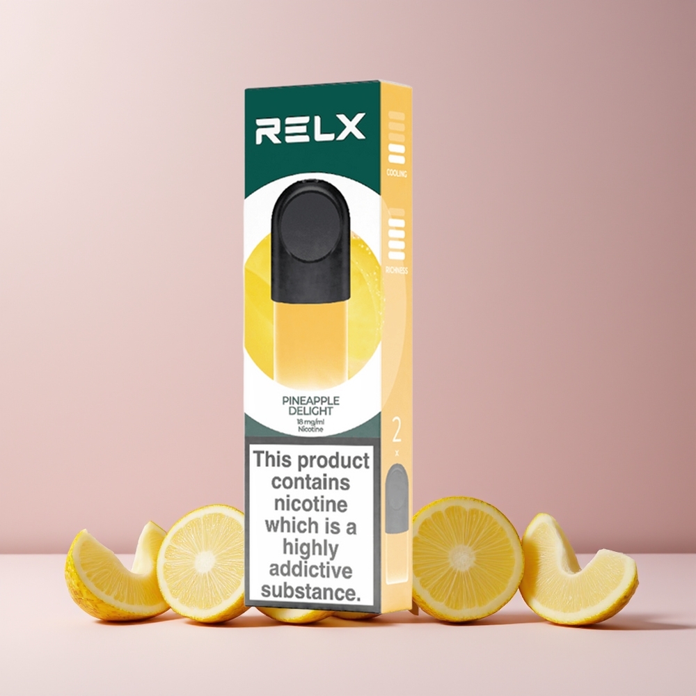 RELX Pod Pro France Grossiste - Ananas Délicieux 1,8% Nicotine, Goût Exceptionnel et Vapeur Riche