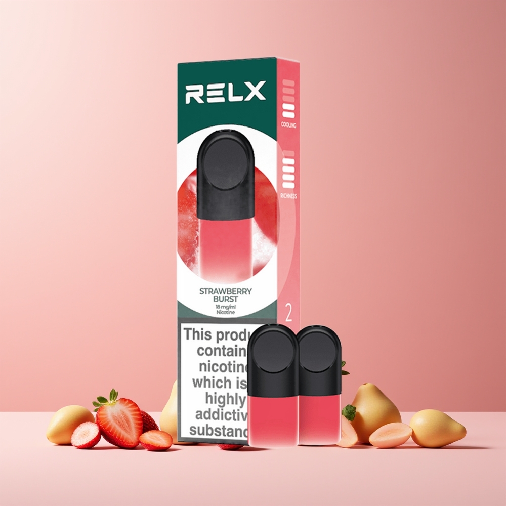 RELX Pod Pro France Grossiste - Fraise Éclatante - 1,8% Nicotine - Goût Exceptionnel & Expérience Ultra Douce - 1,9 ml