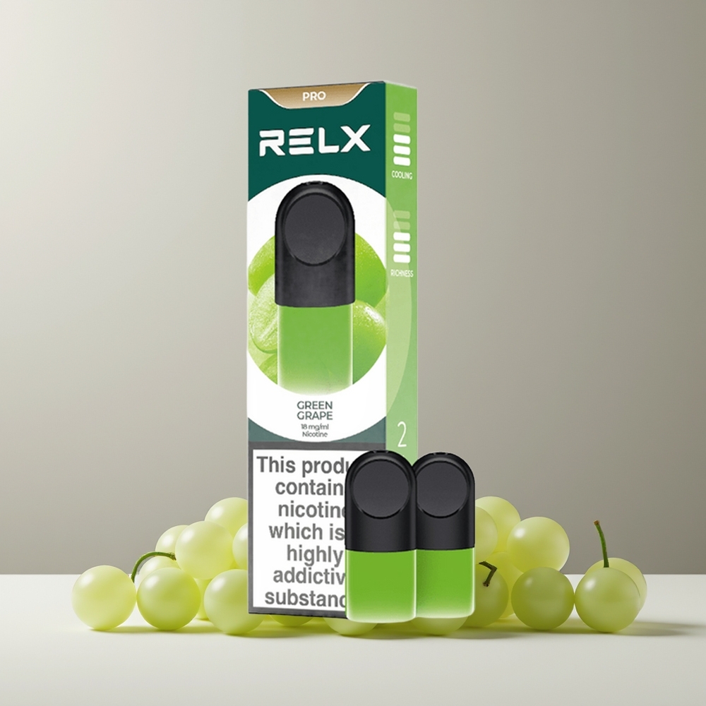 RELX Pod Pro France Grossiste - Raisin Vert, 1.8% Nicotine, 1.9 ml, Goût Exceptionnel & Expérience Ultra Douce
