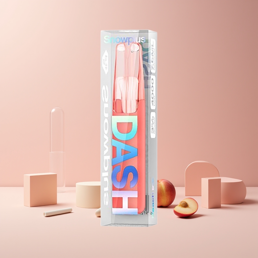 Snowplus Dash 4000 Puffs France Grossiste Dispositif Jetable avec Atomiseur Céramique, 530 mAh, 7.5 ml, Glace Pêche