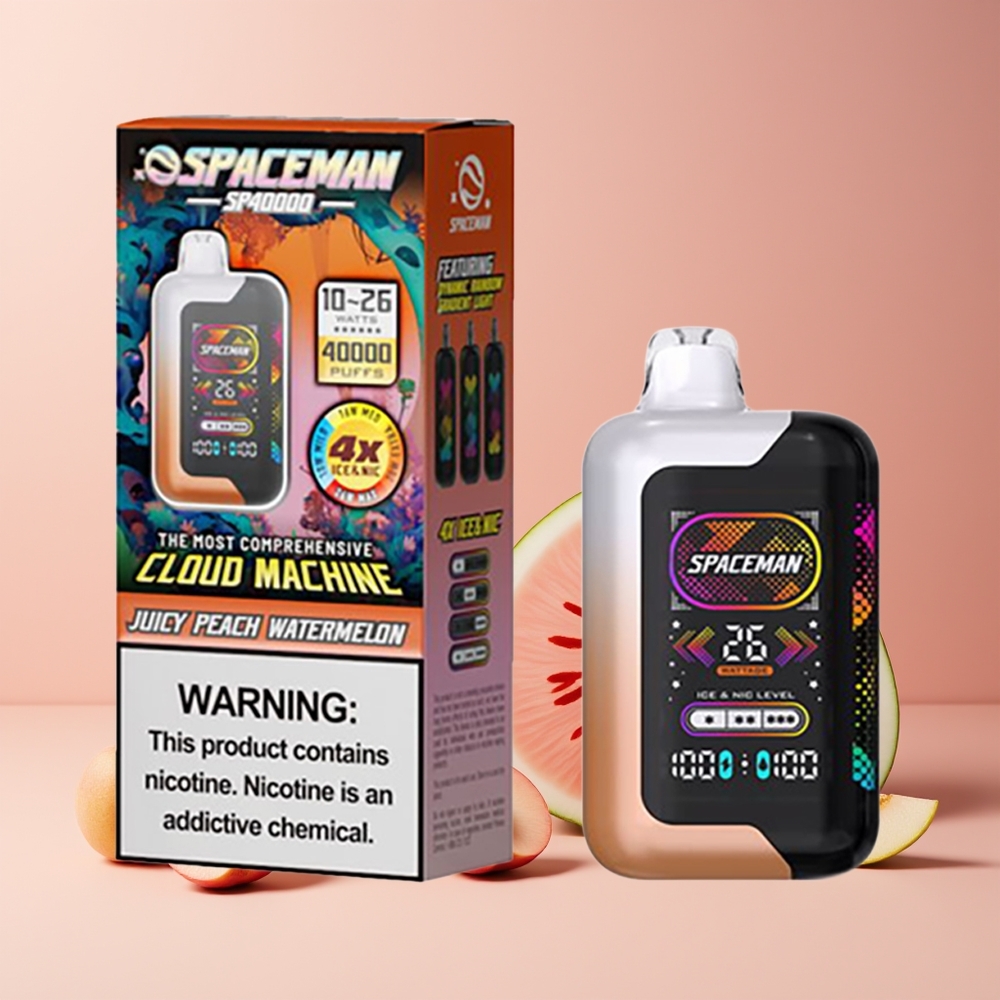 SPACEMAN SP40000 Puff Jetable France Grossiste - Pêche Juteuse Pastèque (1000mAh, 20ml, 50mg/ml)