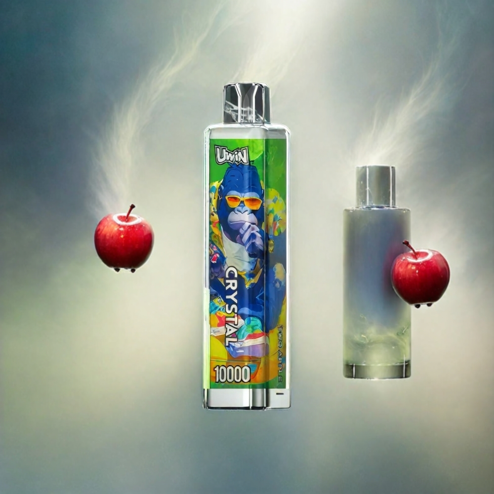 Uwin Crystal 10000 Puffs France Grosiste - Deut Pomme Avec Lumières RGB