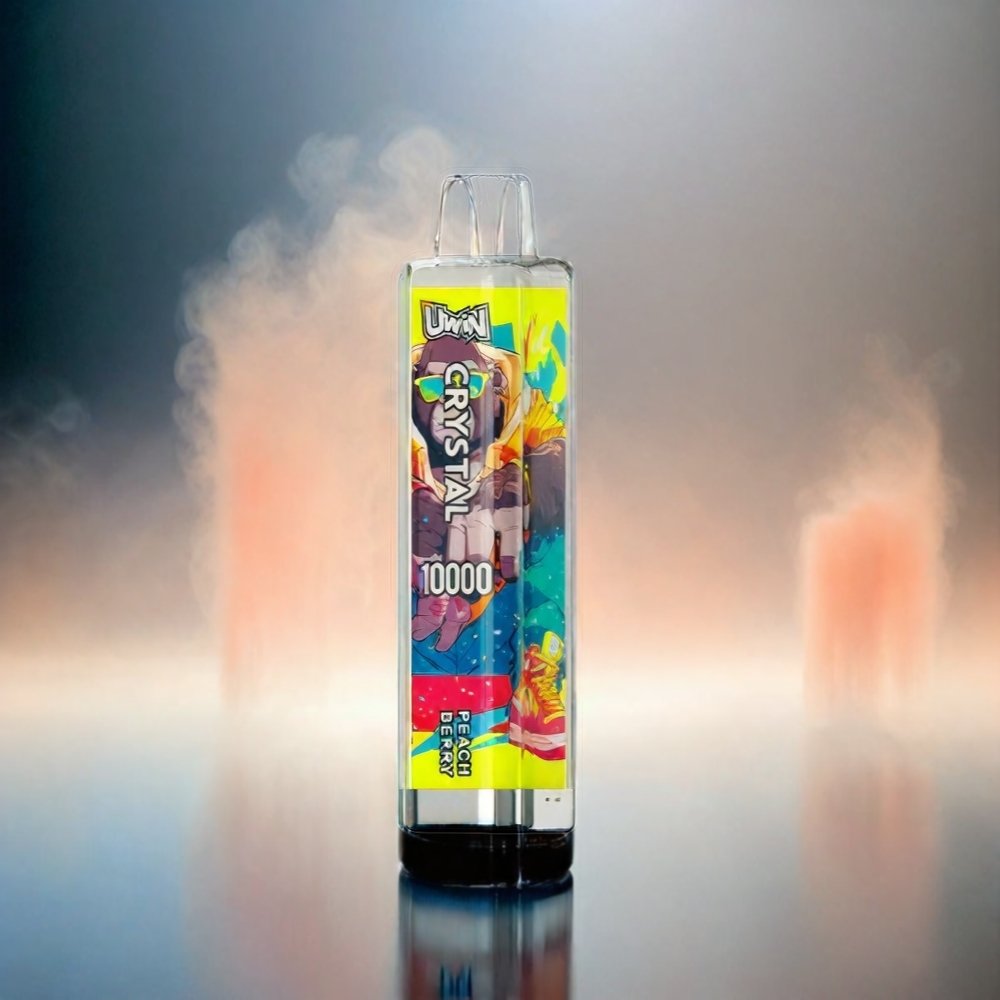 Uwin Crystal 10000 Puffs France Grosiste - Pêche Baies (Berry Peach) AVEC 18ML ET RECHARGE TYPE-C