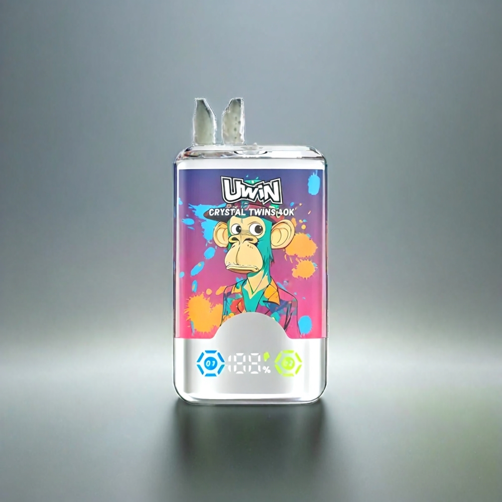 Uwin Crystal Twins 40000 Puffs France Grosiste - 32 ml, Double Saveur (Fulse Kiwi Raisin Glacé), batterie 850mAh, Type-C, bobine en maille 0,6 ohm