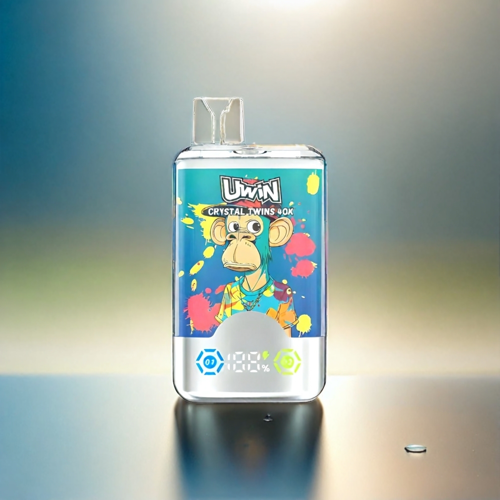 Uwin Crystal Twins 40000 Puffs France Grosiste Bleuet Glacial Pêche d'Été Glacée