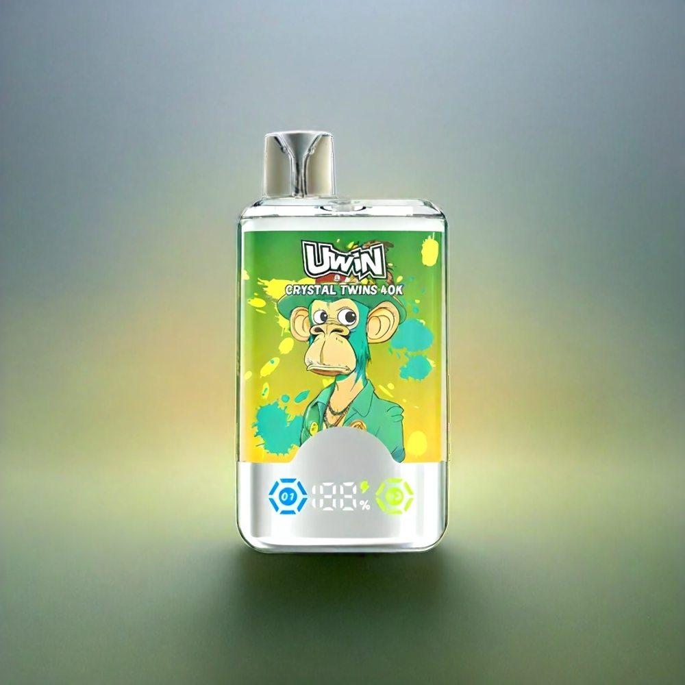 Uwin Crystal Twins 40000 Puffs France Grosiste Deut Saveurs (Kiwi Fruit de la Passion Goyave Pomme Double) AVEC Batterie 850mAh Type-C rechargeable