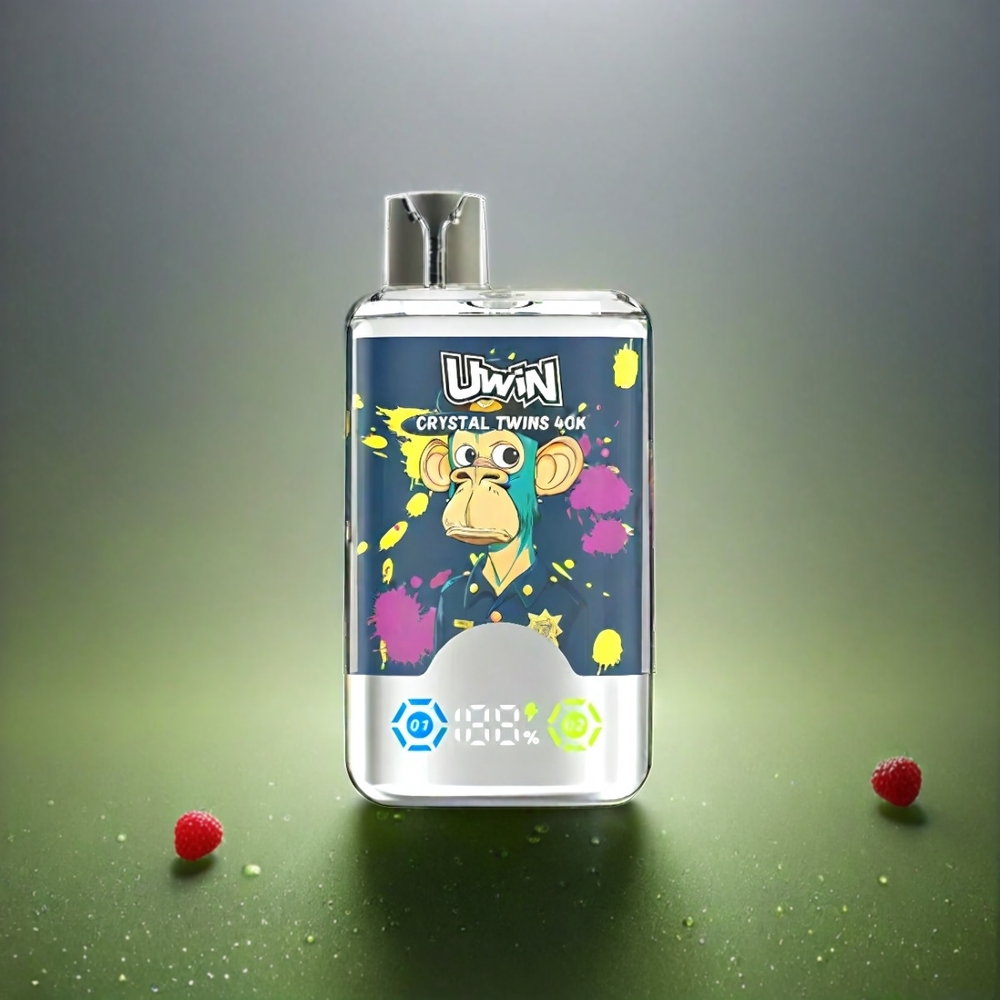 Uwin Crystal Twins 40000 Puffs France Grosiste - Jumeaux Cristal 40000 Bouffés Kiwi Fruit de la Passion Goyave Myrtille Framboise, 32 ml, 850mAh, Type-C, 0,6 ohmm