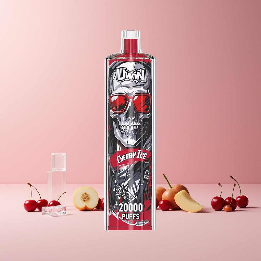 Uwin Shicha Cristal 20000 Puffs France Grossiste – Cerise Glacée, 0%-5% Nicotine, 22ml, Batterie 650mAh, Type-C, Bobine Mesh