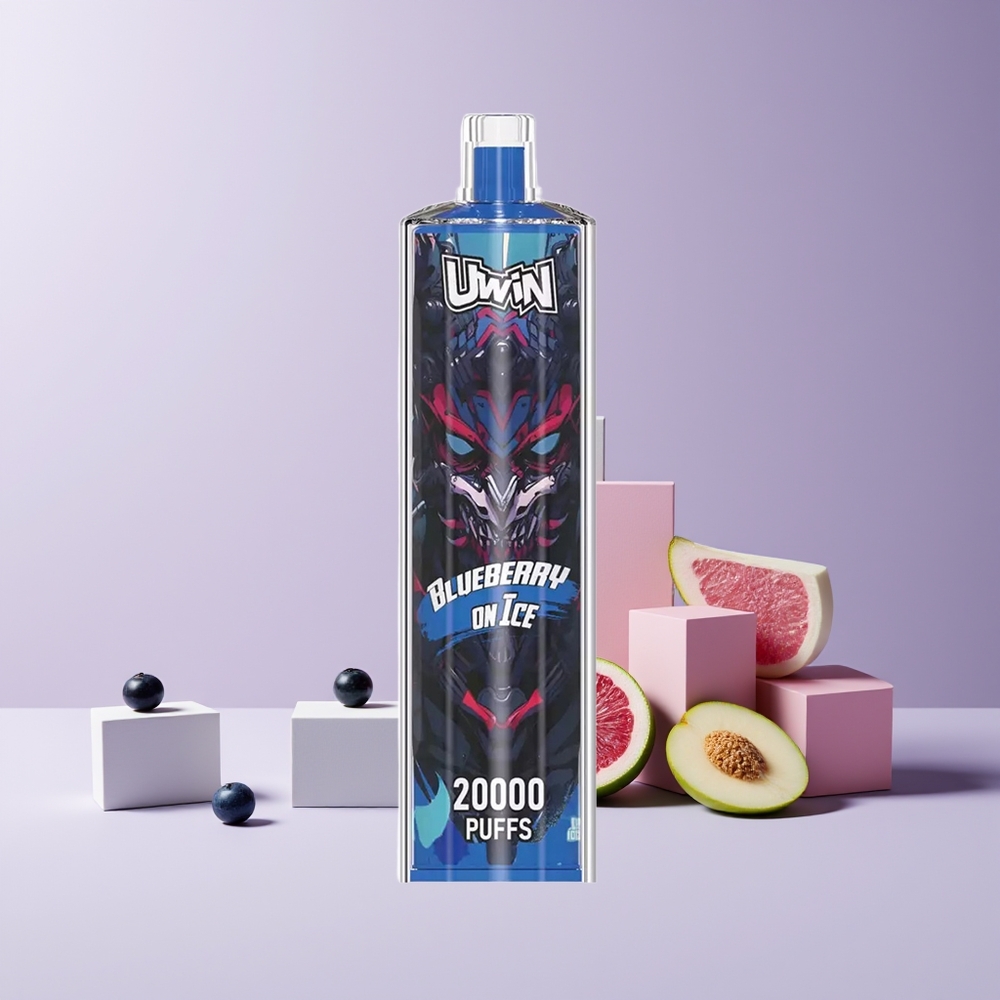 Uwin Shisha Hookah Crystal 20000 Puffs France Grossiste - Myrtille Glacée (0% 2% 3% 5% Nicotine, 22ml, Type-C, Mesh Coil)