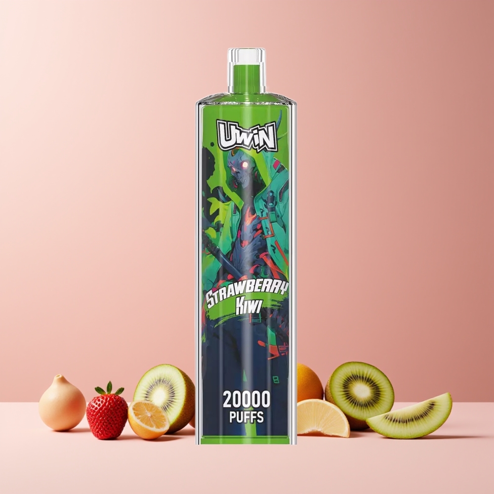 Uwin Shisha Hookah Crystal 20000 Puffs France grossiste - 22ml 5% Mesh Coil Type-C Rechargeable - Fraise Kiwi