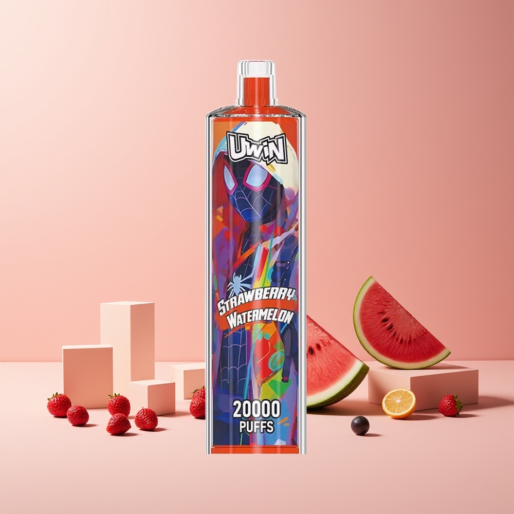 Uwin Shisha Hookah Crystal 20000 Puffs France grossiste - Fraise Pastèque (Strawberry Watermelon) - 22ml - 650 mAh - Type-C - Mesh Coil