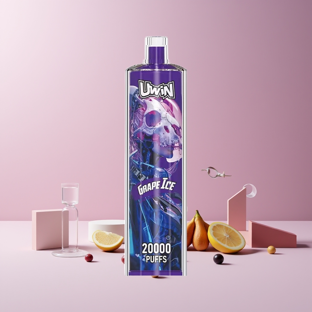Uwin Shisha Hookah Crystal 20000 Puffs France grossiste - Glace Raisin, 22ml, 0-5% Nicotine, Batterie 650mAh Rechargeable, Type-C, Coil Mesh