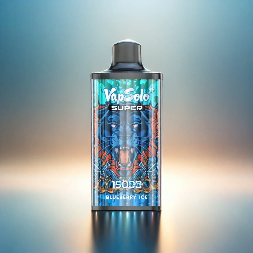 Vapsolo Super 15000 Puffs France Grosiste - 40 ml E-Liquide - 850mAh - Glace Myrtille (Blueberry Ice) - 20 mg / ml, 50 mg / ml - Charge Type-C