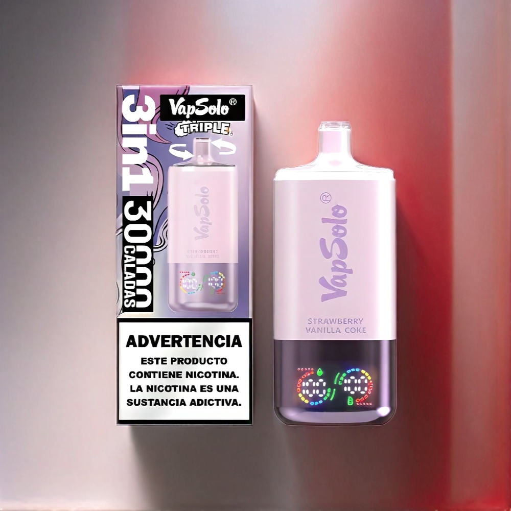 Vapsolo Tripe 30000 Puffs France Grosiste - 40 ml e-liquid 3 Réservoirs Saveur Fulse Vanille Coke
