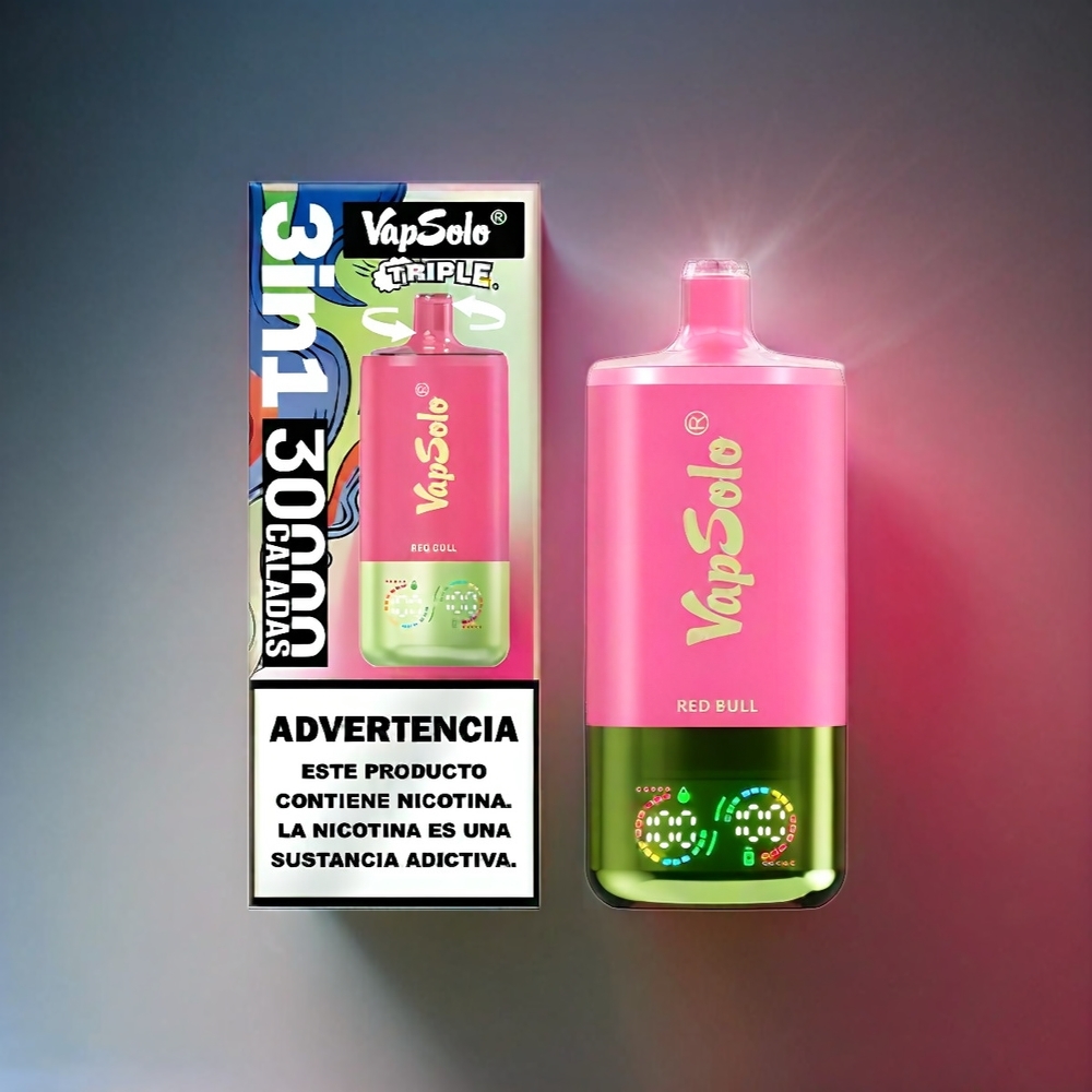 Vapsolo Tripe 30000 Puffs France Grosiste Avec 40ml e-liquide et 3 Réservoirs - Red Bull (Boisson énergisante)