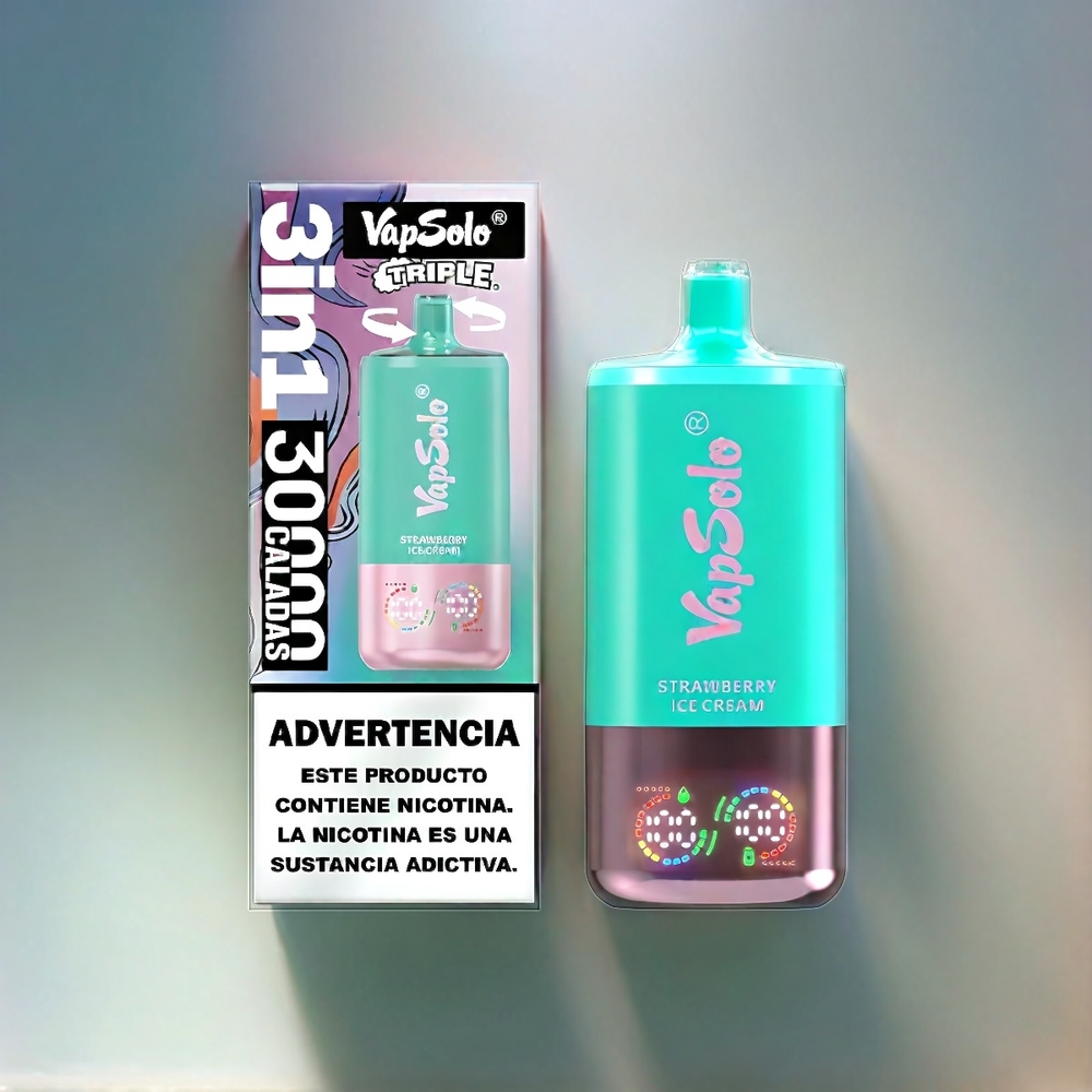 Vapsolo Tripe 30000 Puffs France Grosiste - Fense Glace Avec 40ml E-Liquide et port Type-C
