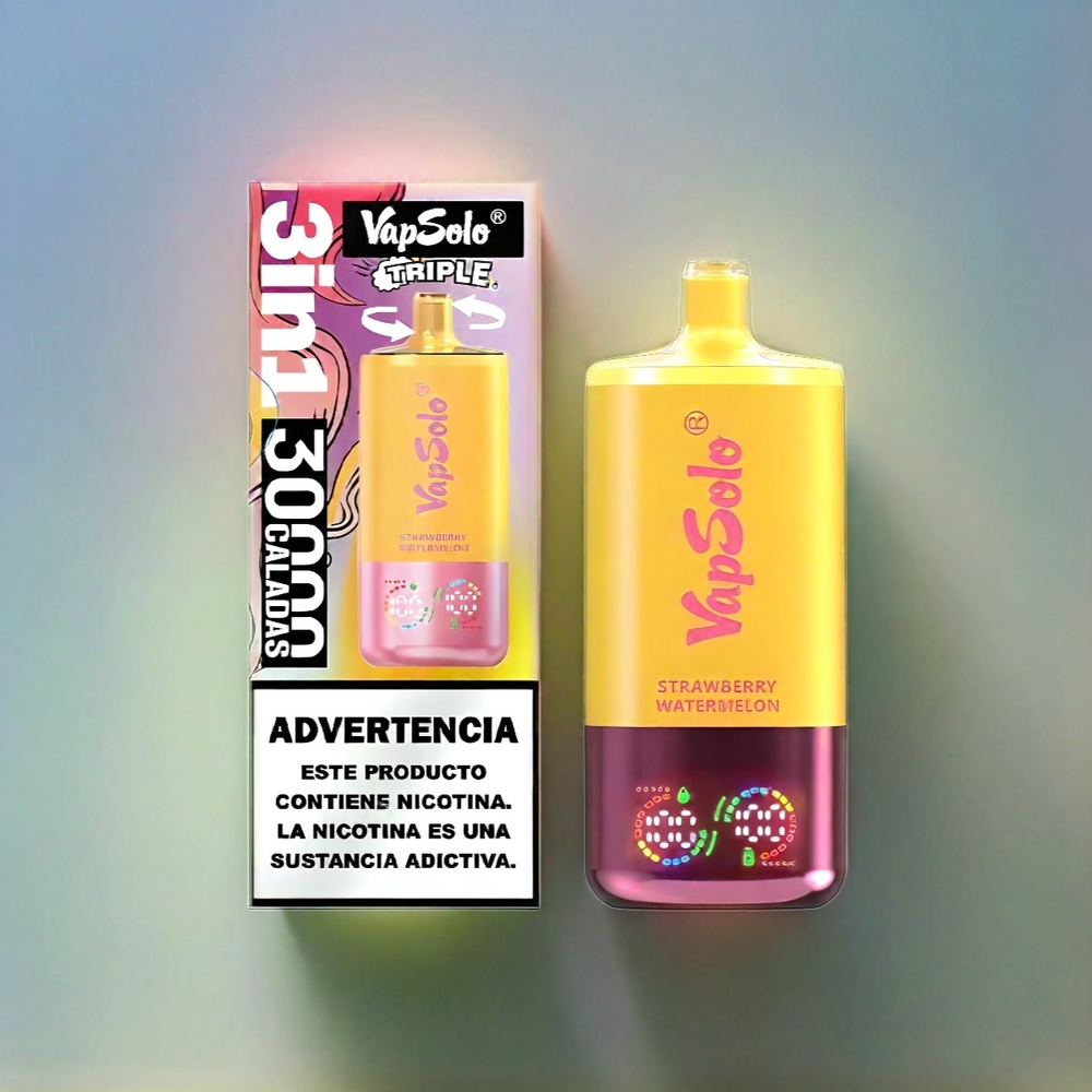 Vapsolo Tripe 30000 Puffs France Grosiste - Fense Pastèque et Citron Pêche (40 ml, 20/50 mg / ml)