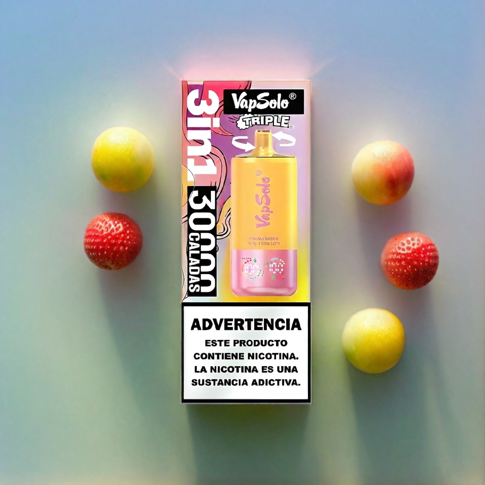 Vapsolo Tripe 30000 Puffs France Grosiste - Fense Pastèque et Citron Pêche (40 ml, 20/50 mg / ml)