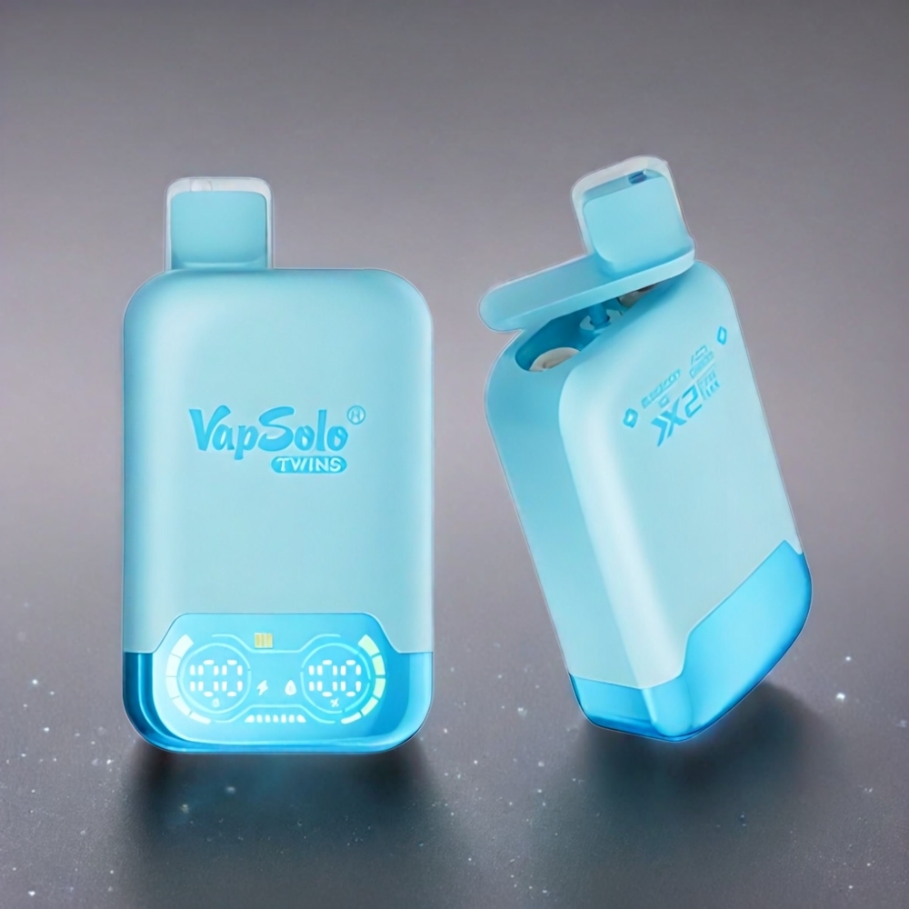 Vapsolo Twins 20000 Puffs France Grosiste Double Réservoir 40 ml Glace Blueberry & Cherry Pétillant