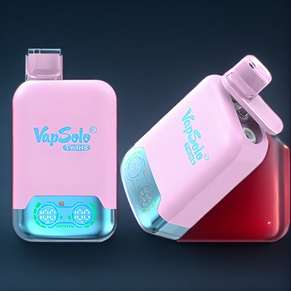 Vapsolo Twins 20000 Puffs France Grosiste - Double Réservoir 40 ml - Glace Noire Fruit du Dragon Fulse & Framboise Pastèque