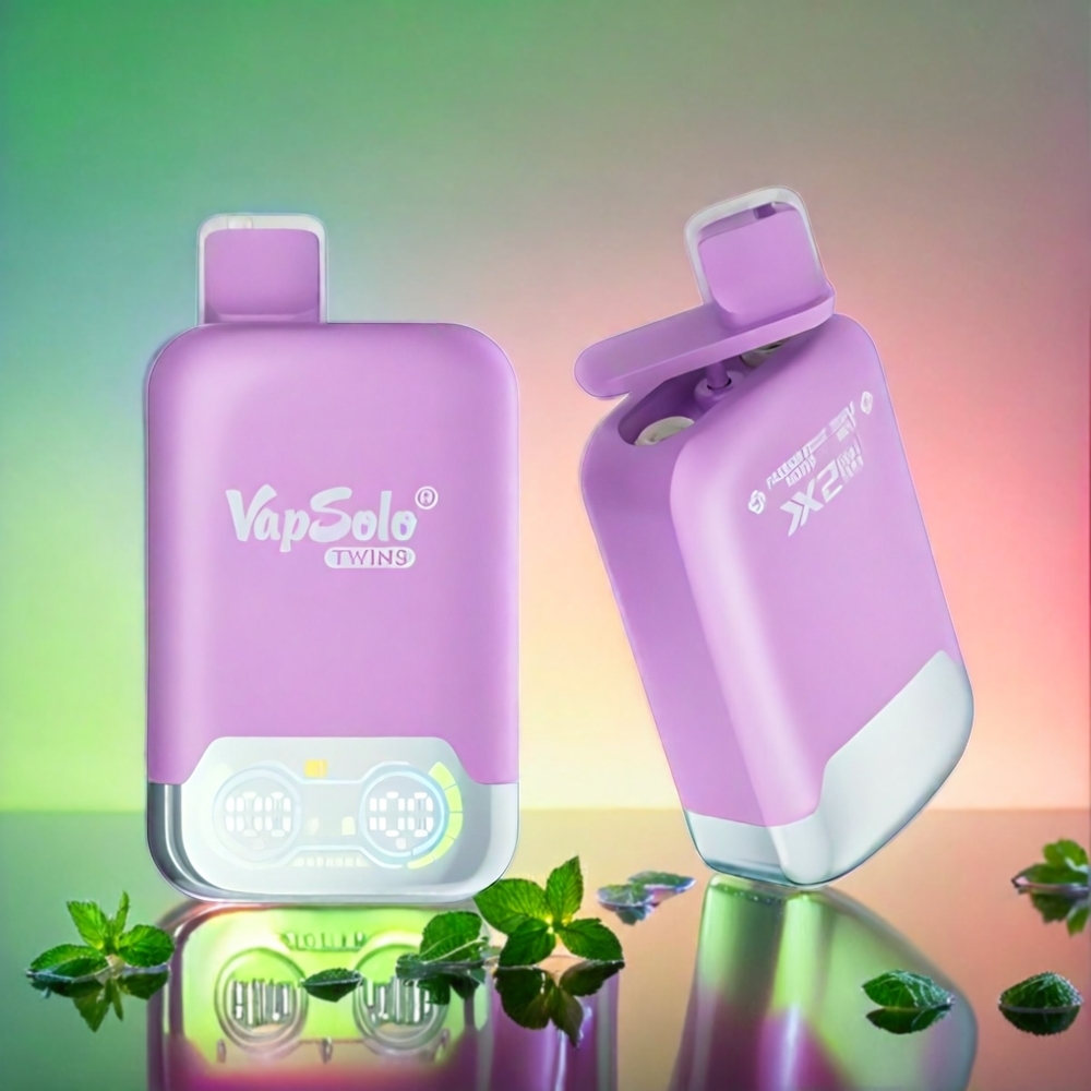 Vapsolo Twins 20000 Puffs France Grosiste - Double Réservoir (40 ml) Type-C - Passion Fruit Mojito & Triple Menthe (20 mg / ml, 50 mg / ml)