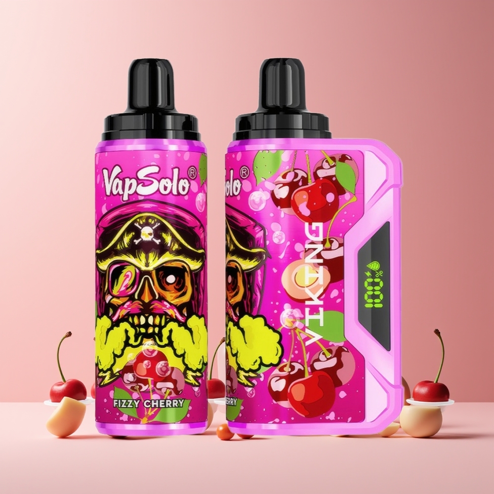 VapSolo VIKING 12000 Puffs Disposable Vape France grossiste - 22ml, 20/50 mg/ml, Affichage LED, Type-C, Cerise Pétillante