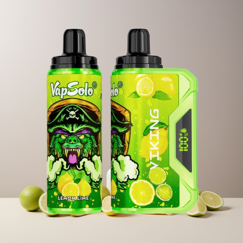 VapSolo VIKING 12000 Puffs France grossiste - Citron Vert, 22ml, 20/50 mg/ml, Ecran LED, Type-C