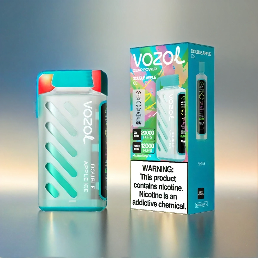 Vozol Gear Power 20000 Puffs France Grosiste Avec Double Pomme Glace - S.I.L.C. Tech, Écran Pleine Taille, double bobine en filet, 20 ml