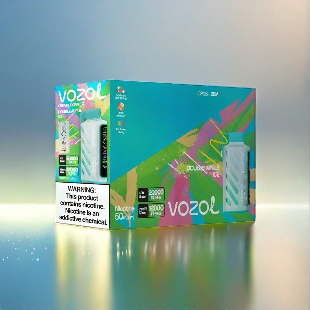 Vozol Gear Power 20000 Puffs France Grosiste Avec Double Pomme Glace - S.I.L.C. Tech, Écran Pleine Taille, double bobine en filet, 20 ml