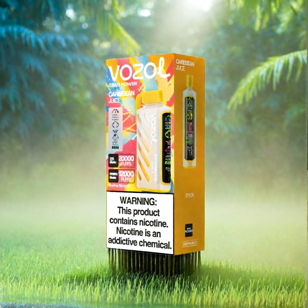 Vozol Gear Power 20000 Puffs France Grosiste Avec S.I.L.C. Tech, Dual Mesh Coil et Ecran Pleine Affichage, jus caribée