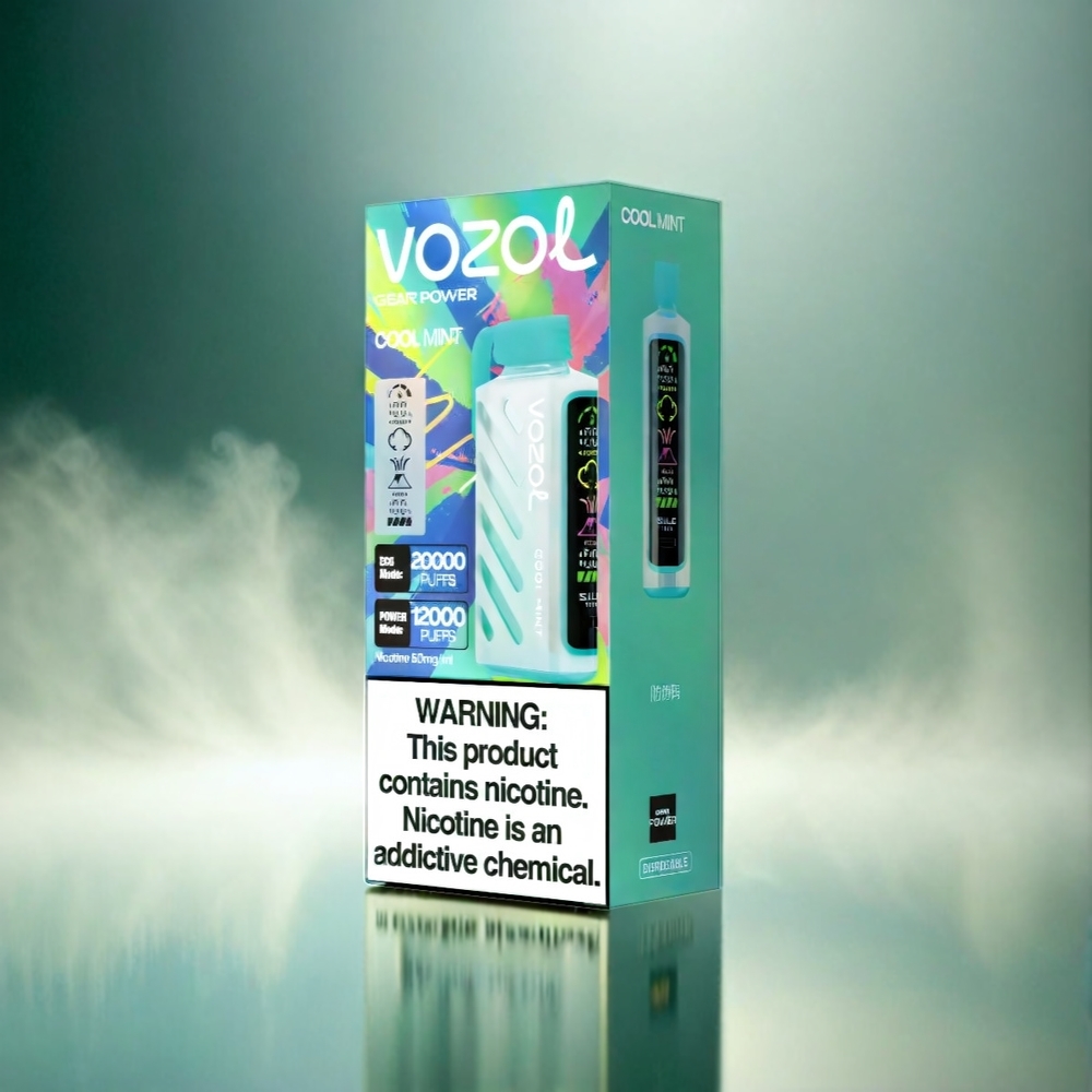 Vozol Gear Power 20000 Puffs France Grosiste Avec Technologie S.I.L.C. Tech, Double Mesh Coil et 20ml de capacité - Menthe Frîche