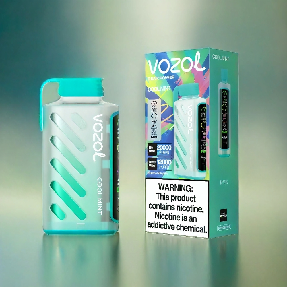 Vozol Gear Power 20000 Puffs France Grosiste Avec Technologie S.I.L.C. Tech, Double Mesh Coil et 20ml de capacité - Menthe Frîche