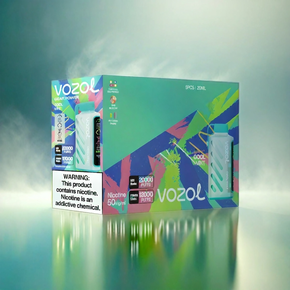 Vozol Gear Power 20000 Puffs France Grosiste Avec Technologie S.I.L.C. Tech, Double Mesh Coil et 20ml de capacité - Menthe Frîche