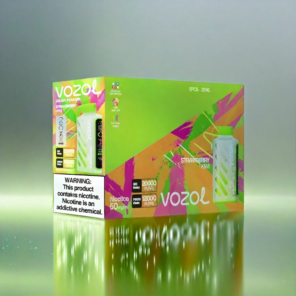 Vozol Gear Power 20000 Puffs France Grosiste Avec Technologie S.I.L.C. Tech et double bobine en maillage, Parfum Fiftaise Kiwi