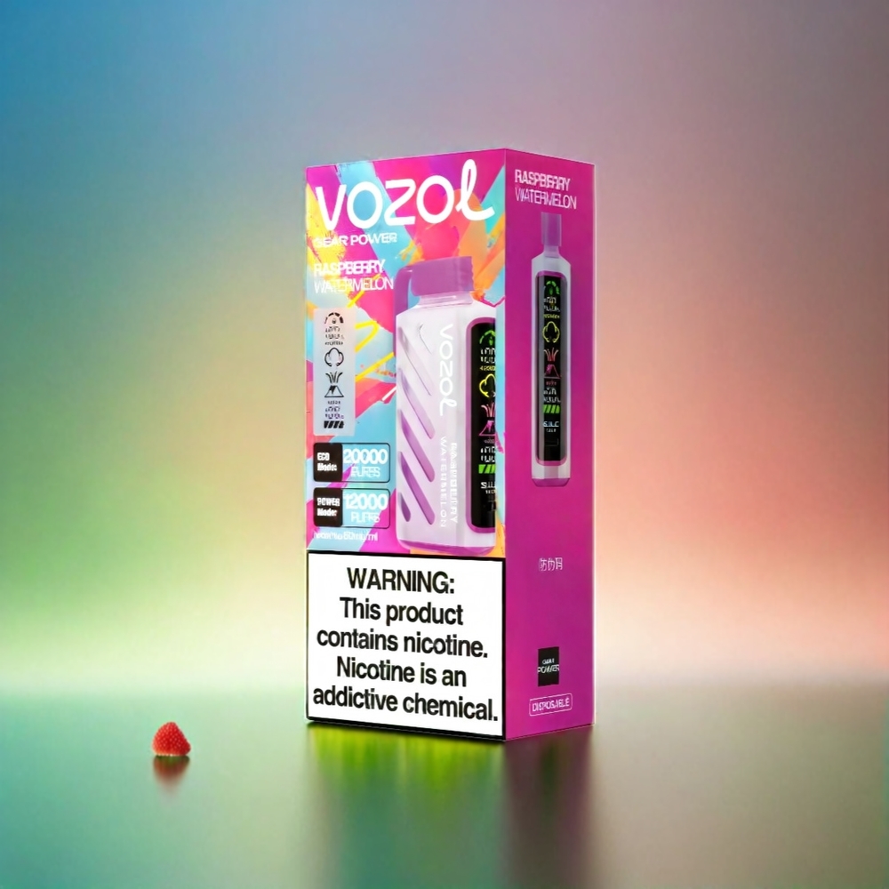 Vozol Gear Power 20000 Puffs France Grosiste - Technologie S.I.L.C., double bobine à mailles, Framboise Pastèque