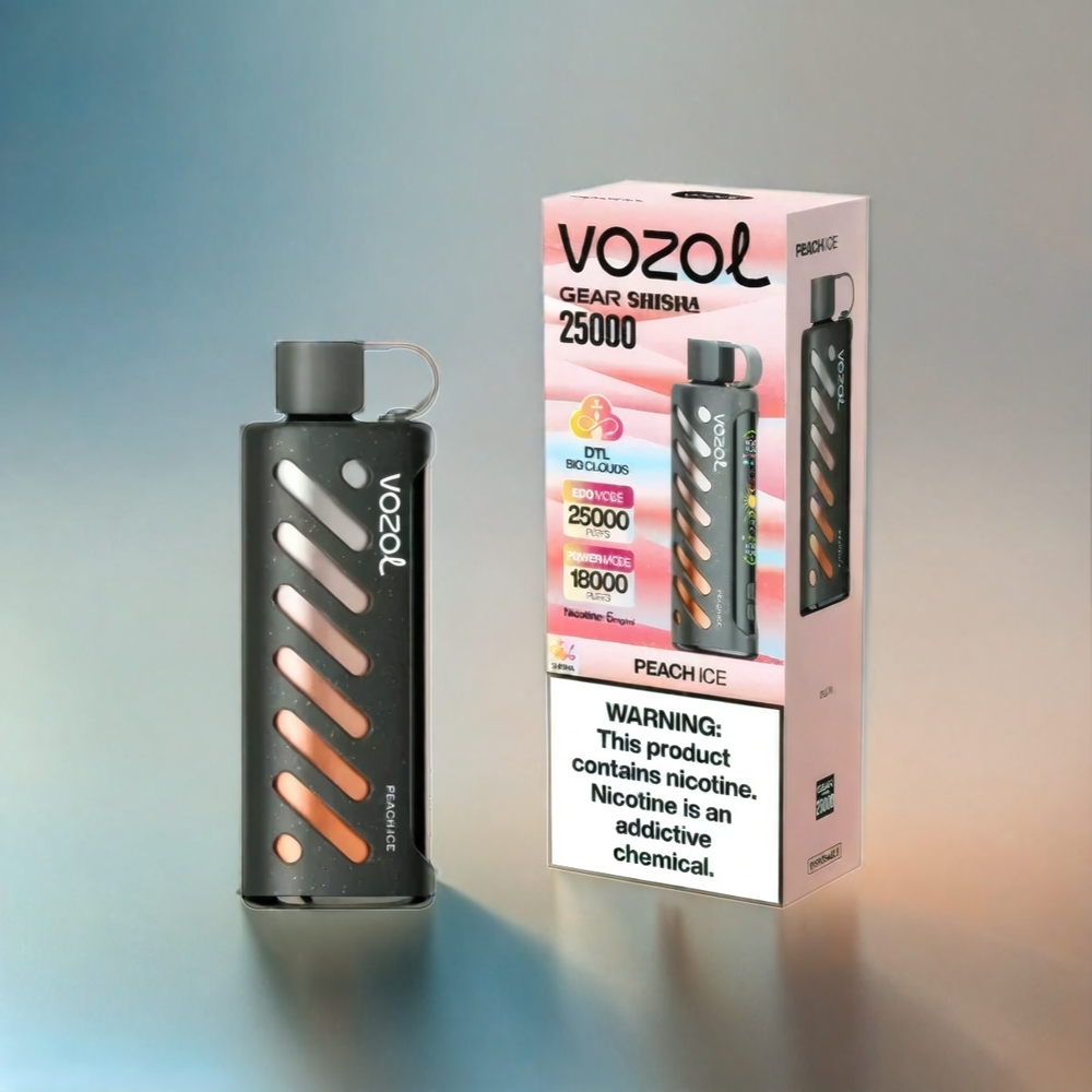 Vozol Gear Shisha 25000 Puffs - 30 Saveurs Délicieus, Double Mesh Double Modes, 1000mAh, France Grosiste - Pêche Glacée