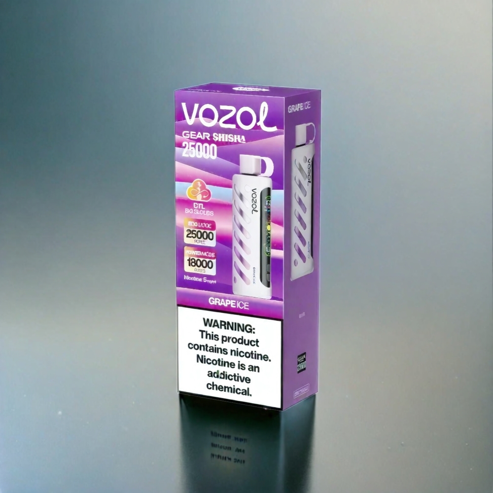 Vozol Gear Shisha 25000 Puffs France Grosiste - 30 Saveurs Délicieus, Double Mesh, 1000mAh, Glace Raisin