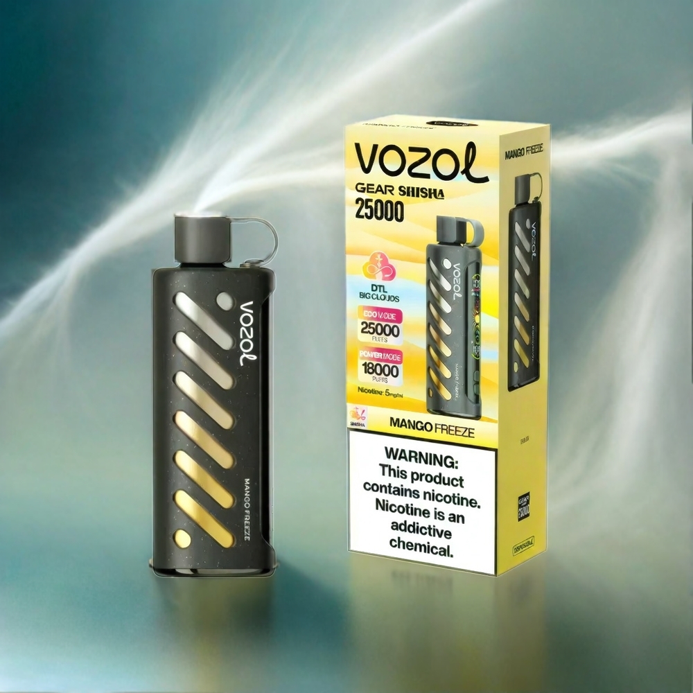 Vozol Gear Shisha 25000 Puffs France Grosiste - 30 Saveurs Délicieus, Double Mesh Double Modes, 1000mAh, Manga Glacée