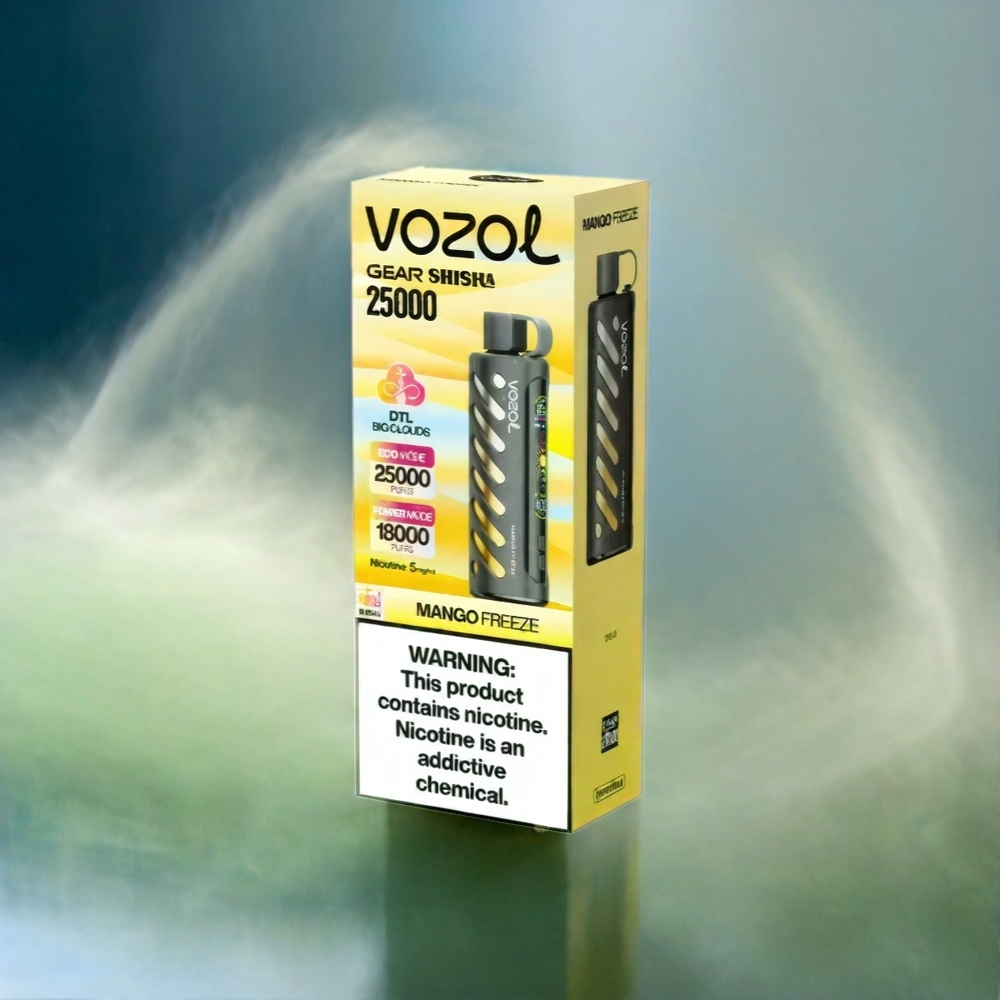 Vozol Gear Shisha 25000 Puffs France Grosiste - 30 Saveurs Délicieus, Double Mesh Double Modes, 1000mAh, Manga Glacée