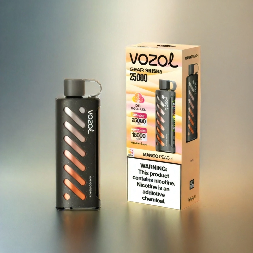 Vozol Gear Shisha 25000 Puffs France Grosiste - 30 Saveurs Délicieus, Double Mesh Double Modes, Batterie 1000mAh, MANGE PECHE
