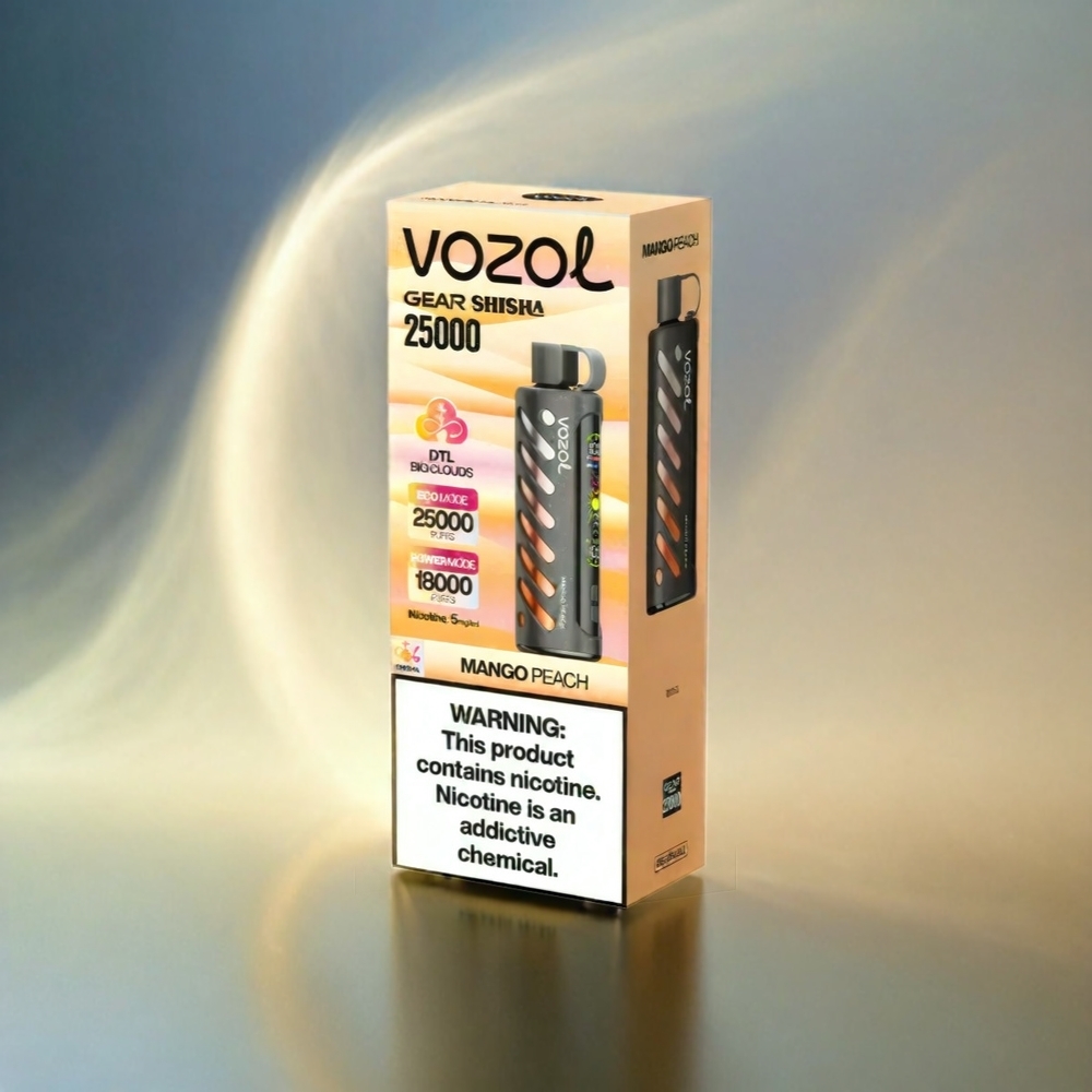 Vozol Gear Shisha 25000 Puffs France Grosiste - 30 Saveurs Délicieus, Double Mesh Double Modes, Batterie 1000mAh, MANGE PECHE