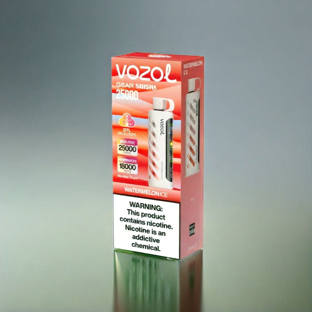 Vozol Gear Shisha 25000 Puffs France Grosiste - 30 Saveurs Délicieus, Double Mesh Dual Modes, 1000mAh, Glace Pastèque