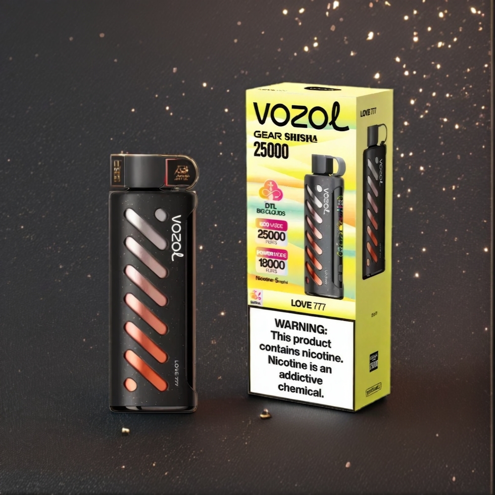 Vozol Gear Shisha 25000 Puffs France Grosiste - 30 Saveurs Délicieus, Double Mesh Dual Modes, Batterie 1000mAh, Nicotine 3mg / ml 5mg / ml, Vape Love 777